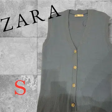 새상품급 ZARA 스카이블루 V넥 니트 베스트 비쥬 버튼 S