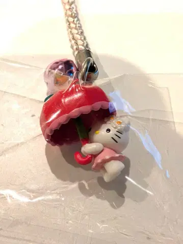 지역 한정 키티 신슈 한정판 우산 달린 스트랩 끈 파라솔 사과