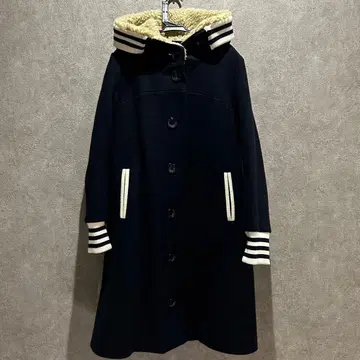 franche lippee 블랙 스트라이프 옷깃 롱 코트 방과후 코트