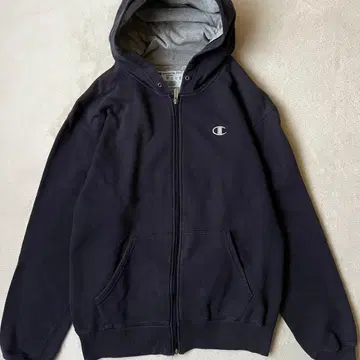 챔피온 Champion XL 풀 집업 후드티 네이비 자수 로고