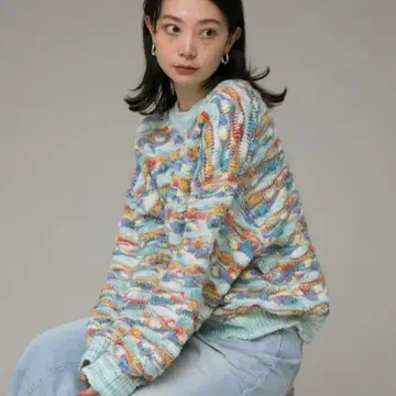 어반 리서치 서니 라벨 컬러 믹스 니트 풀오버