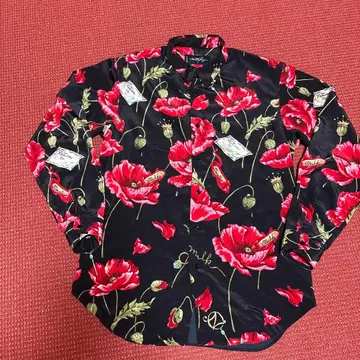 MIIK BOY 꽃무늬 새틴 긴팔 셔츠