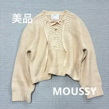 새상품급 MOUSSY 마우지 리본 레이스업 니트 풀오버