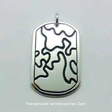핸드메이드 카모플라주 ID 플레이트 펜던트 실버 925