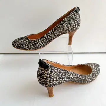 새상품급 루쉘도르 꽃무늬 트위드 펌프스 백리본 24.5cm