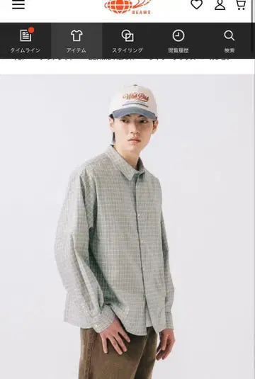 BEAMS 미니 체크 무늬 박스 셔츠