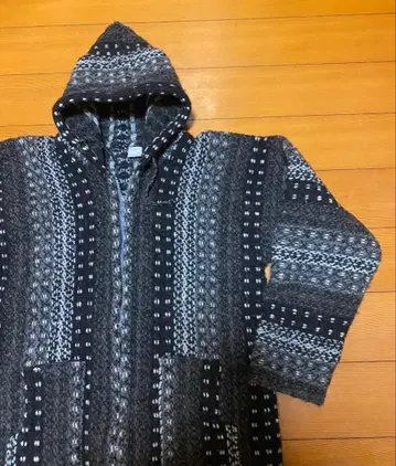 에콰도르 니트 믹스 니트 후드티 풀 집업 포켓 부착