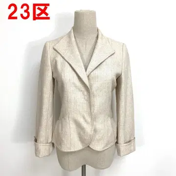 A6572 23구 테일러드 자켓 울 실크 라메 베이지 34