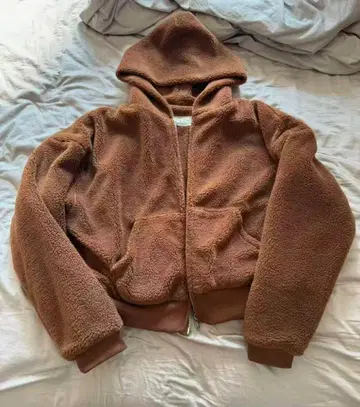 ERL 브라운 플리스 자켓 후드 부착 M