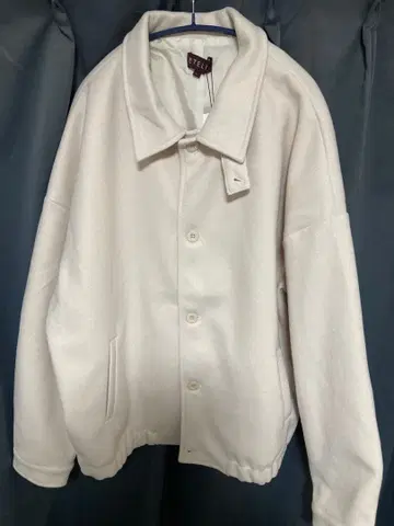 ETELIO 2way 빅 실루엣 멜톤 숏 블루종 화이트 L 사이즈