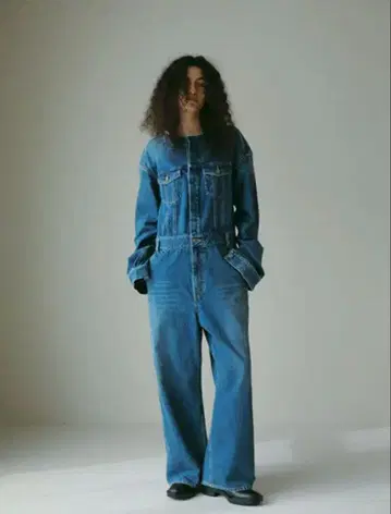 ETRE TOKYO 컷오프 넥 데님 올인원 - BLUE