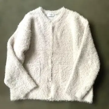 오페크 클립 샤기 가디건 M 아이보리 새상품급