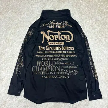 Norton 골드 자수 긴팔 셔츠 블랙 XXL 후드