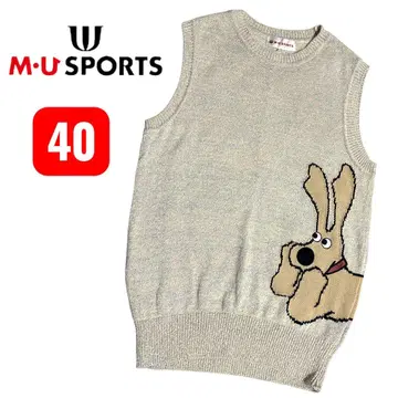 컨디션 최상 MUSPORTS 미에코 우에사코 니트 베스트 아이보리 40