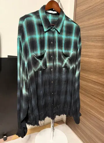 mnml 그라데이션 플란넬 셔츠 데미지 가공 XXL