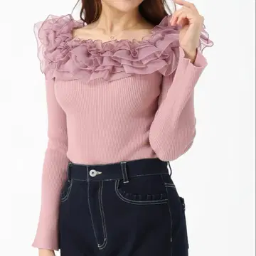 미슈마슈 프릴 긴팔 상의 M 핑크 새상품 현행 모델