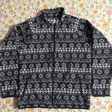 플리스 자켓 L 사이즈 네이비/화이트