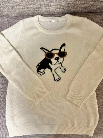 ROSIEE 강아지 자수 긴팔 스웨터 니트 로지