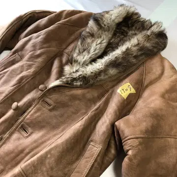 스페인산 토스카나 무스탕 가죽 자켓 보아 안감 퍼 양가죽 브라운