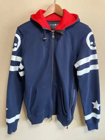 HYDROGEN 스컬 로고 후드티 네이비