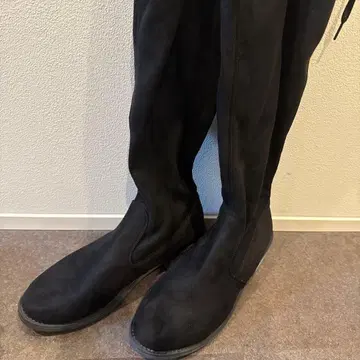 블랙 스웨이드 니하이 부츠 26cm