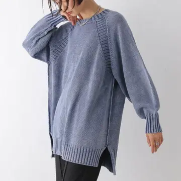 택 포함 새상품! LEPSIM 래글런 니트 튜닉 피그먼트 블루