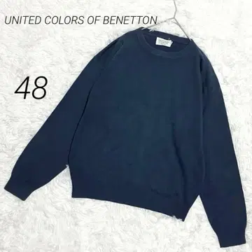 베네통 니트 크루넥 스웨터 울 100 48 빅 실루엣