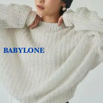 바빌론 BABYLONE 메쉬 라메 모헤어 시어 니트 실버