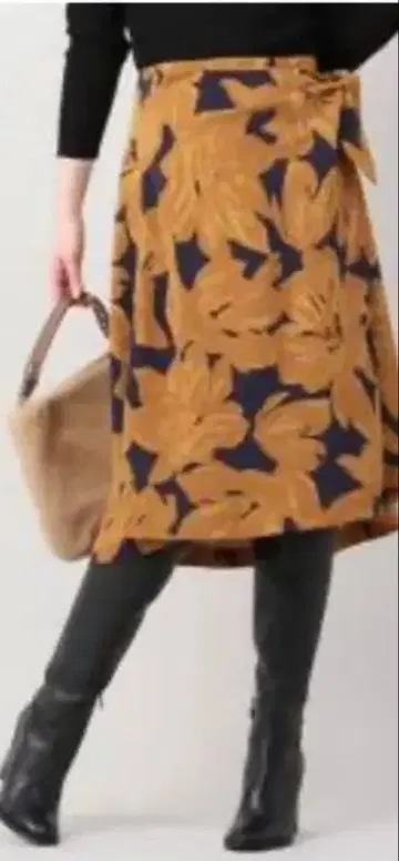 [ Noble ] 플라워 프린트 랩 플레어 스커트