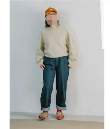 새상품급 무인양품 나무 열매로 만든 카포크 혼방 와이드 테이퍼드 팬츠