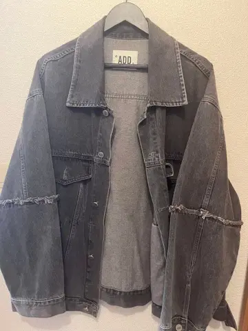ADD 데미지 가공 그레이 데님 자켓
