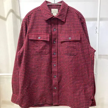 L.L.Bean 빨간색/블랙 체크 헤비 플란넬 셔츠