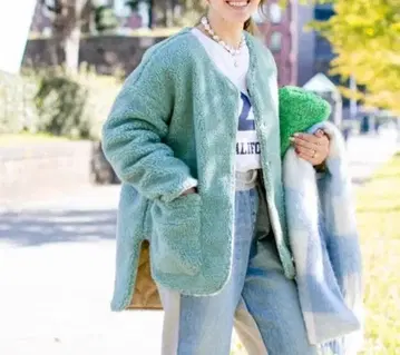 그린 리버서블 보아 코트