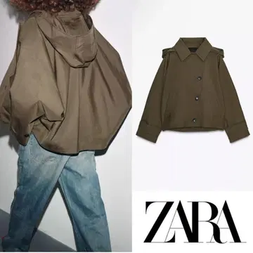 ZARA 숏 트렌치 후디 코트 자켓 카키