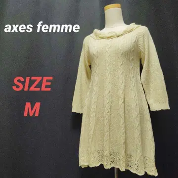 axes femme 얇은 소재 니트 튜닉 레이스업 7부 소매