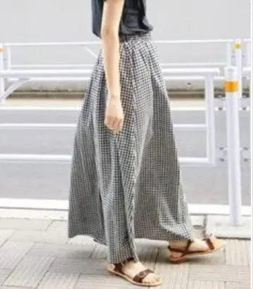 SLOBE iena 깅엄 체크 롱 스커트