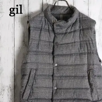 90s 길 이탈리아 브랜드 구스 다운 글렌체크 다운 베스트