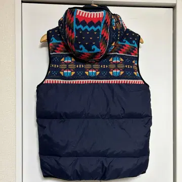 후드 부착 다운 베스트 네이비