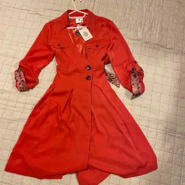 빨간색 셔츠 원피스 허리 리본 포함