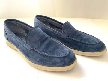 LEONARDO 네이비 스웨이드 로퍼