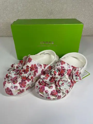 crocs 플라워 무늬 클로그 샌들 약 25.0cm 여성용 미사용 새상품