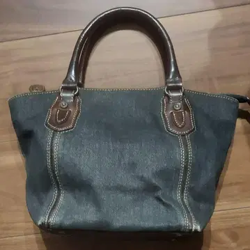 다코타 프린세스 데님&가죽 핸드백