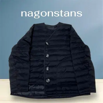 새상품급 나곤스탠스 라이트 박스 다운 자켓 노카라 블랙 S