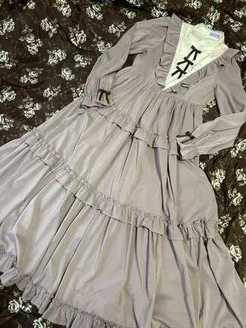 axesfemme kawaii 클래시컬 프릴 롱 원피스 핑크