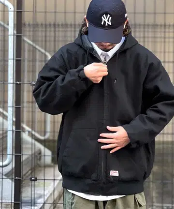 Java 안감 퀼팅 코튼 후드 부착 블루종