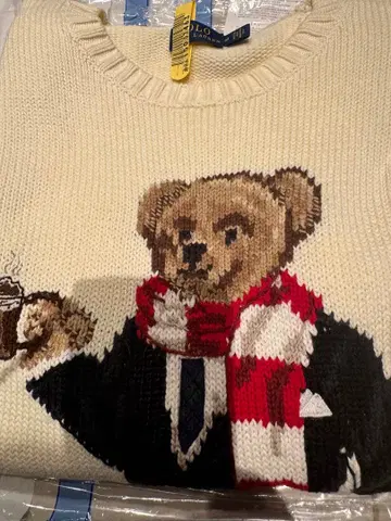 폴로 랄프로렌 베어 자수 크림색 니트 스웨터