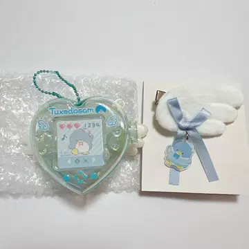 산리오 게임기풍 참 헤어 클립 턱시도샘 스카이블루 천사