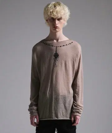 [ GRANCY ] 프린트 디자인 시어 니트