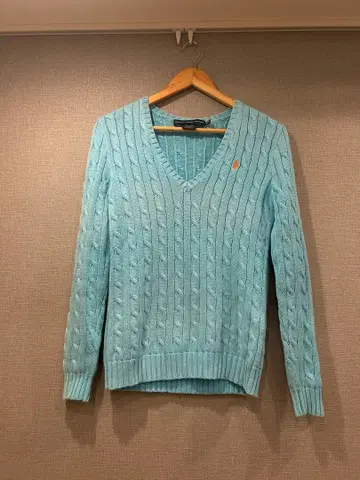 새상품급 폴로 랄프로렌 케이블 니트 코튼 100% 블루 계열