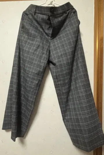 체크 무늬 와이드 팬츠 L 사이즈